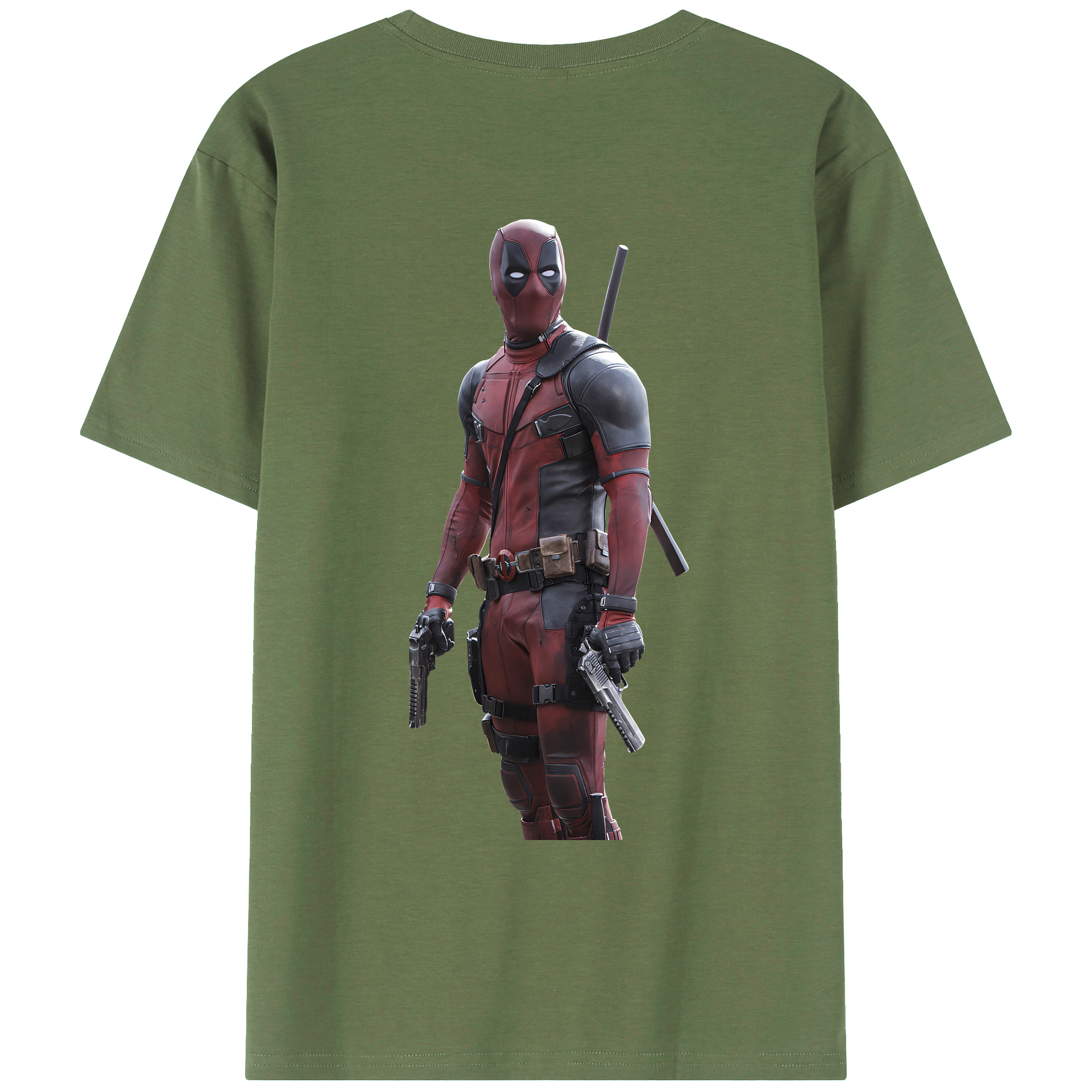 （画像用） Deadpool デッドプール 綿100％ メンズ半袖Tシャツ（バックプリント） 通気性